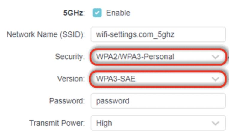 WPA3 Security Settings