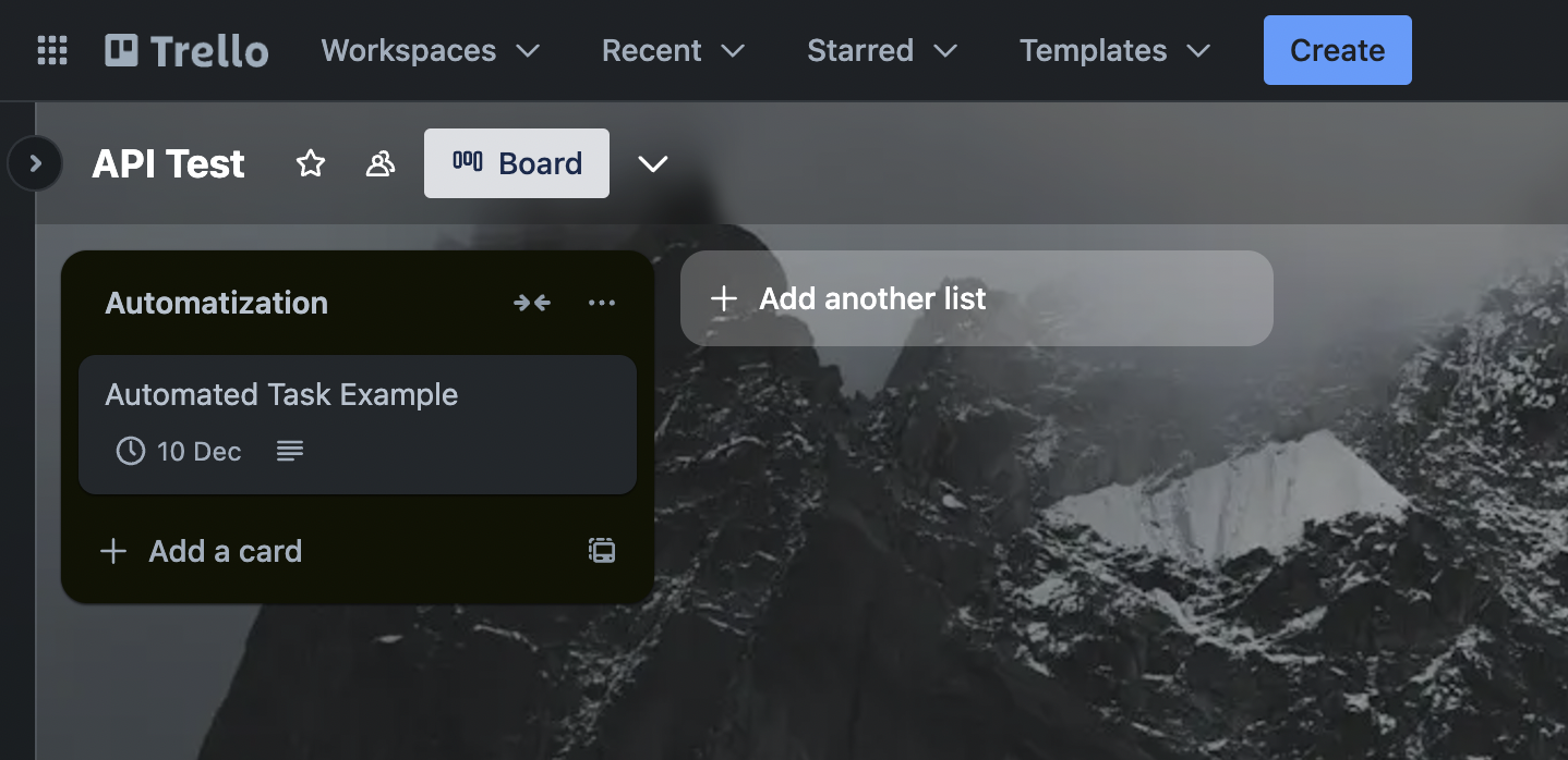 Task Created Screenshot